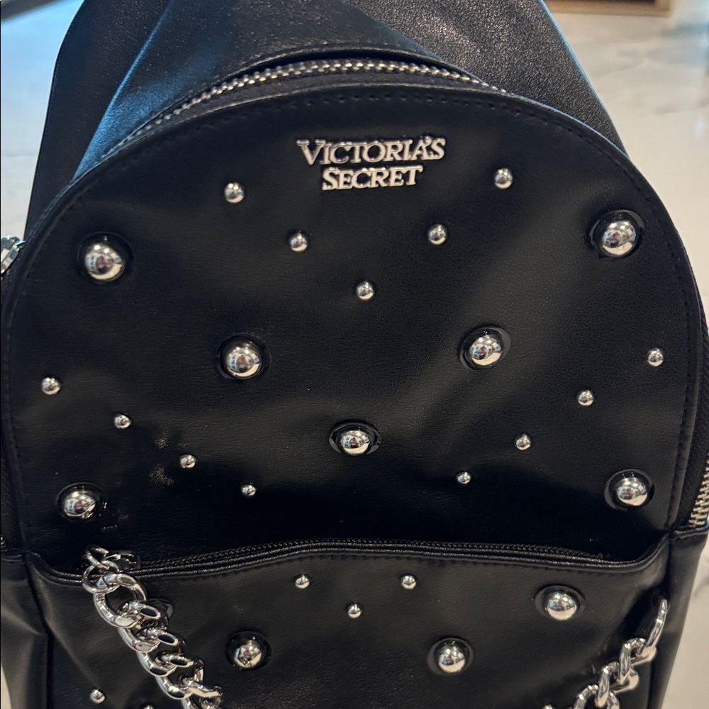 Victoria's Secret Black Backpack with Silver Accents - Picture 2 of 8